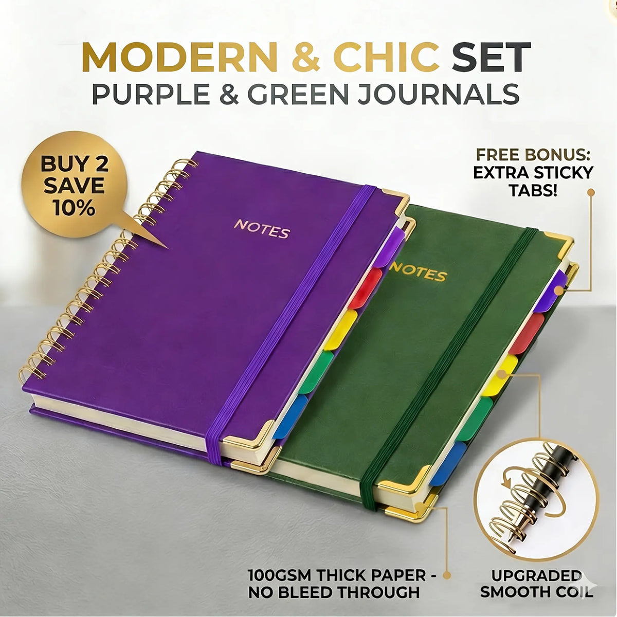 A5 spiral-bound notebook with 5 detachable divider pages and extra sticky labels; a high-quality faux leather lined notebook with 300 sheets, made from 100 g paper, suitable for office use, campus care record keeping, and everyday note-taking; dimensions: