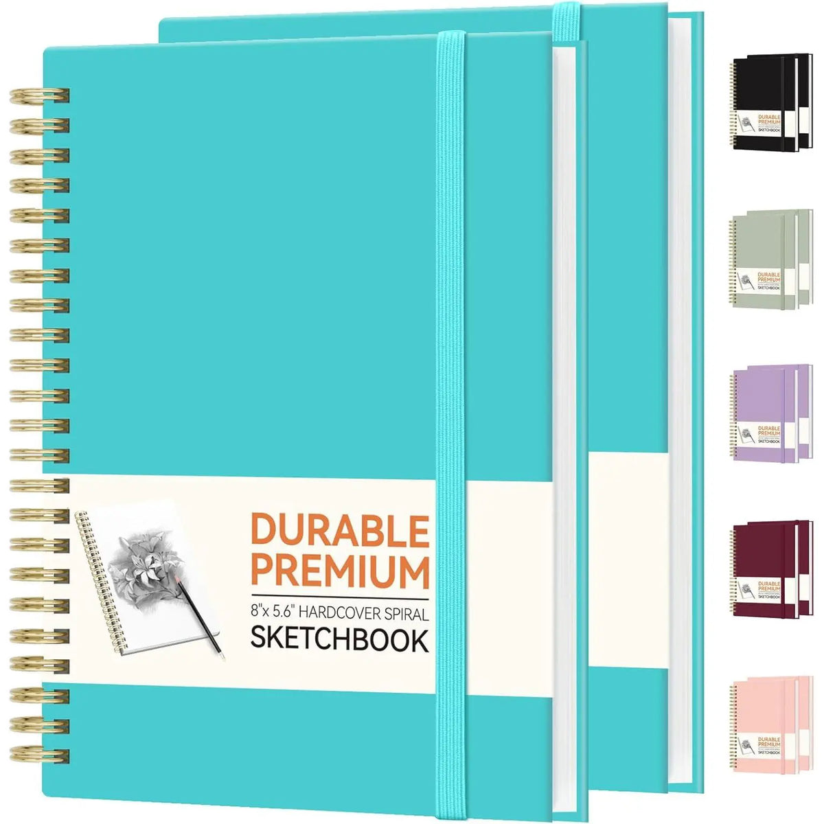 Burgundy Hardcover Spiral Notebooks (2 Count), 5.6”x8” College School Supplies, 100GSM Thick Paper, 100 Pages Each, for Art Students, Scrapbook Makers, Doodling, Office Use