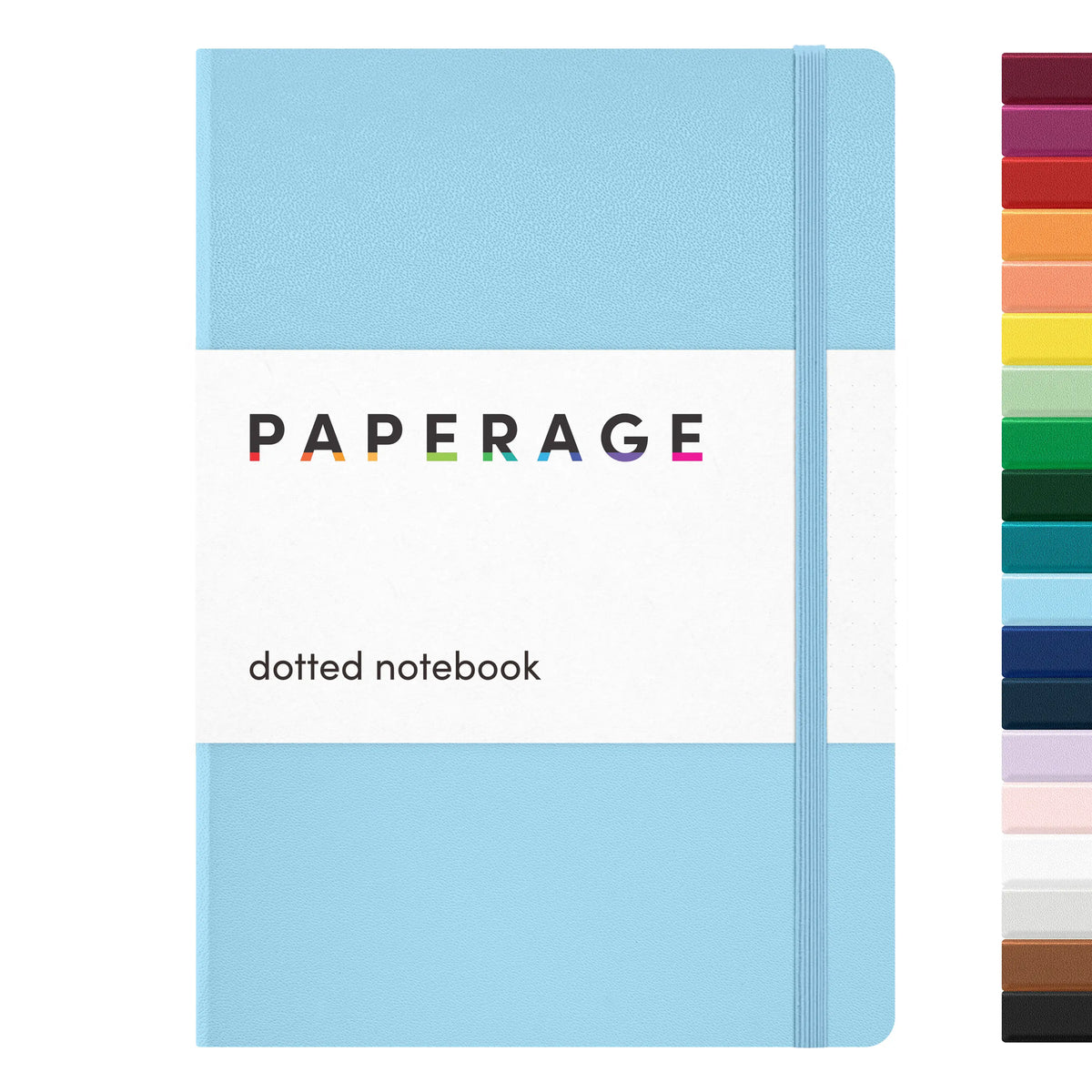 PAPERAGE Thread Bound Dotted Page Hardcover Bullet Journal Notebook - Faux Leather Cover, 100GSM Penready Thick Paper, 160 Pages, 5.6"x8" Portable, Elastic Band, Inner Pocket, Sticker Labels, Blank Journal, Office Stationery for Students