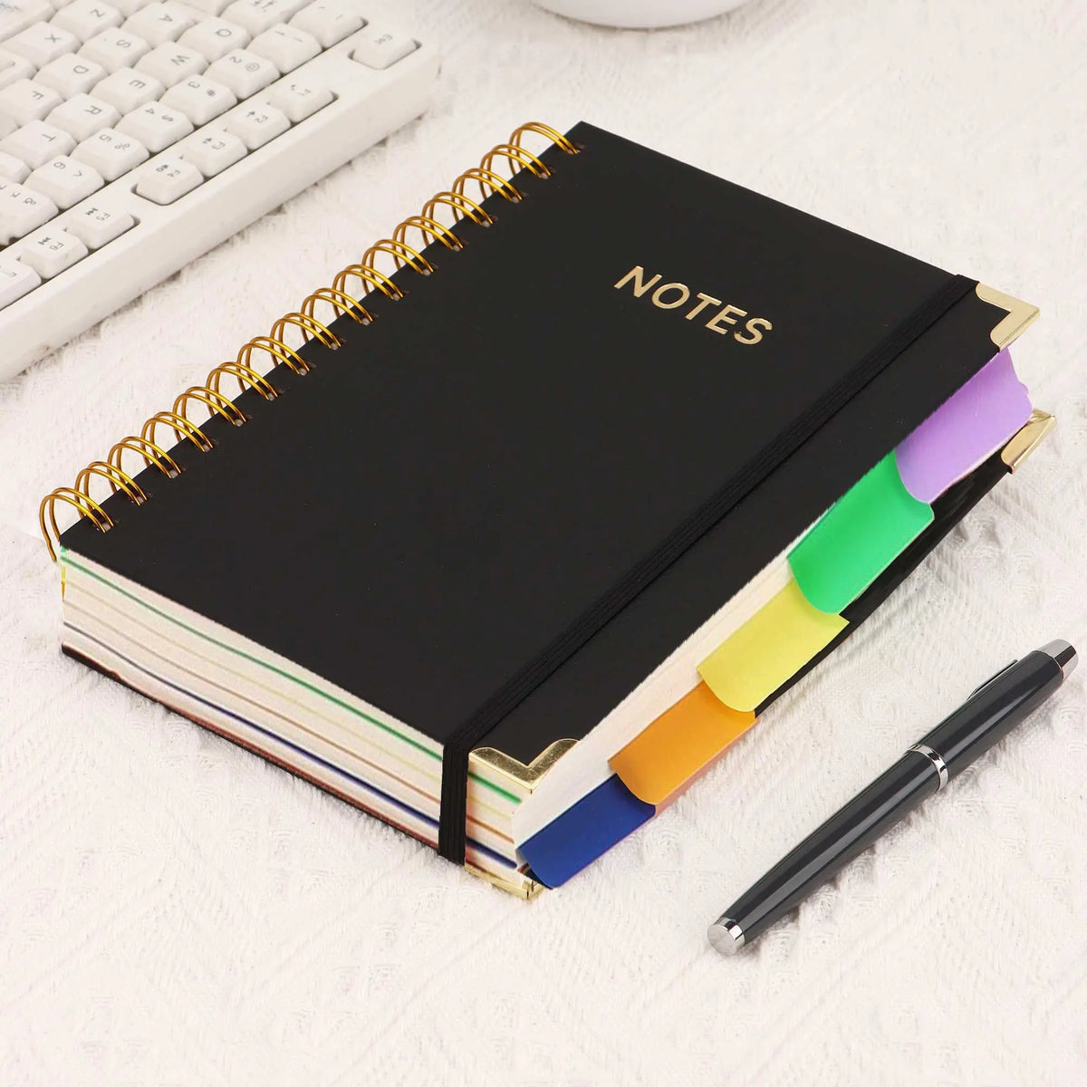 A5 Hardcover Coil Spiral Journal Notebook, 300-Page Multi-Page Notebooks with 100GSM Thick Paper, Retro Style Horizontal Lines, Suitable for School and Work Planning