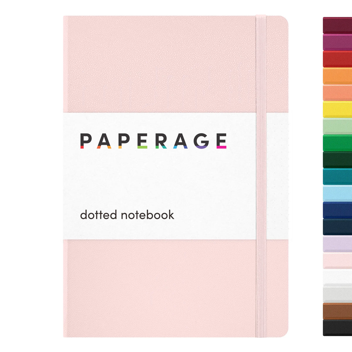 PAPERAGE Thread Bound Dotted Page Hardcover Bullet Journal Notebook - Faux Leather Cover, 100GSM Penready Thick Paper, 160 Pages, 5.6"x8" Portable, Elastic Band, Inner Pocket, Sticker Labels, Blank Journal, Office Stationery for Students