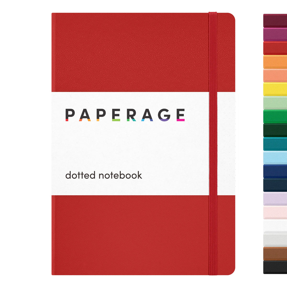 PAPERAGE Thread Bound Dotted Page Hardcover Bullet Journal Notebook - Faux Leather Cover, 100GSM Penready Thick Paper, 160 Pages, 5.6"x8" Portable, Elastic Band, Inner Pocket, Sticker Labels, Blank Journal, Office Stationery for Students