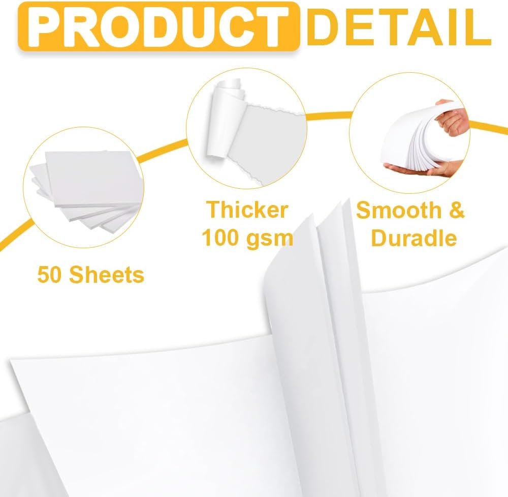 Premium Printer Paper, A4 (8.3"x 11.7") Blank Copy Paper, Unpunched, Blank Papers, 28lb Bond/100gsm, 50 Sheets/100 Pages