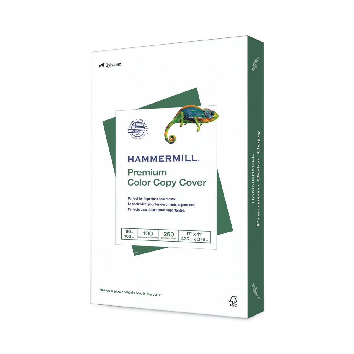 Hammermill Cardstock, Premium Color Copy, 60 lb, 8.5 x 11-100 Bright, Made in the USA Card Stock, 122549R, White - 1 Pack (250 Sheets)