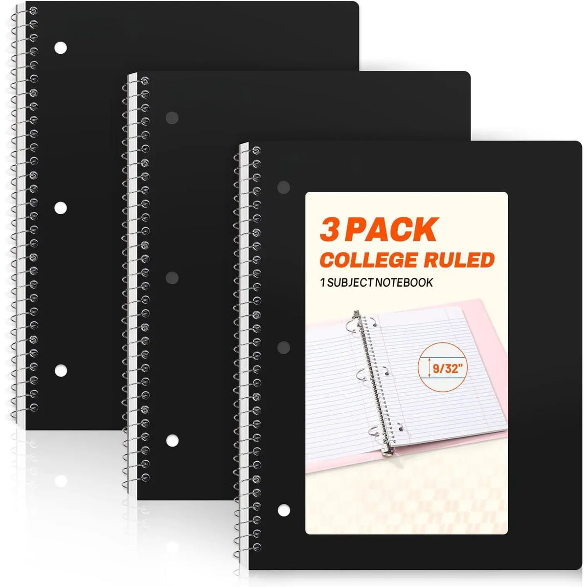 Spiral Notebooks, 3 Pack, 1-Subject, College Ruled Paper, 8" x 10-1/2", 70 Sheets per Notebook, Aesthetic Colors Spiral Notebooks for School