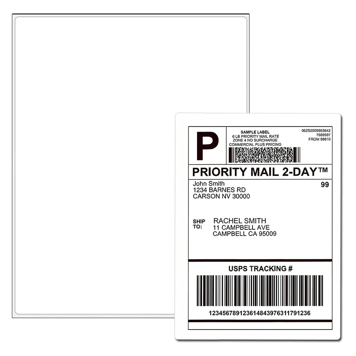 100 Full Sheets Sticker Paper for Laser & Ink Jet Printers, 8.5" x 11" Full Sheet Address Shipping Label, 100 Sheets 100 Labels