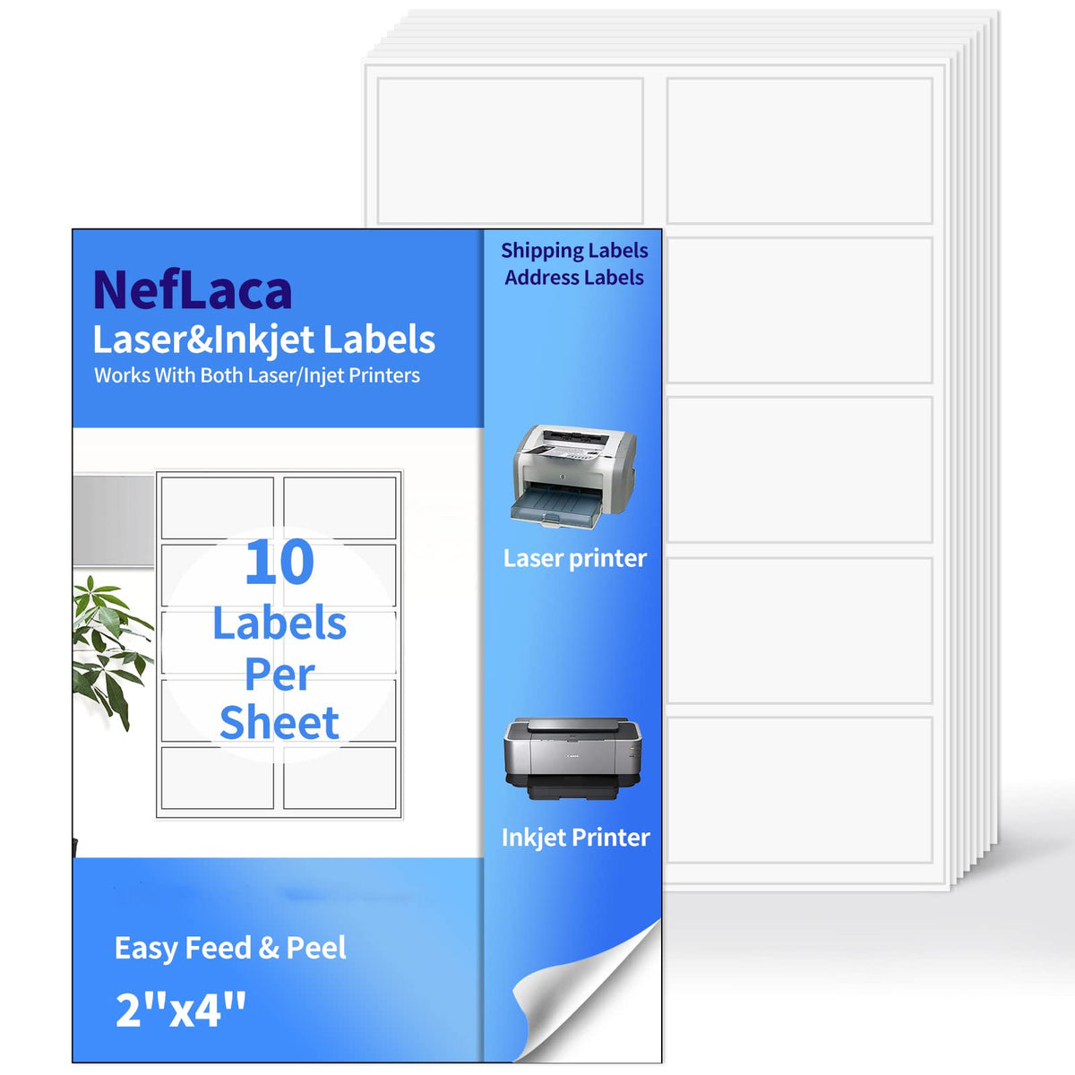 100 Full Sheets Sticker Paper for Laser & Ink Jet Printers, 8.5" x 11" Full Sheet Address Shipping Label, 100 Sheets 100 Labels