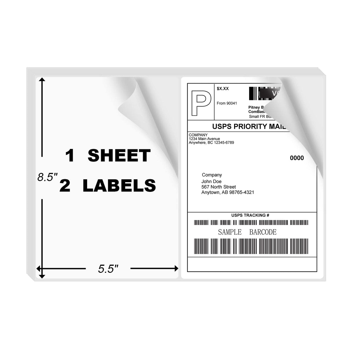 100 Full Sheets Sticker Paper for Laser & Ink Jet Printers, 8.5" x 11" Full Sheet Address Shipping Label, 100 Sheets 100 Labels