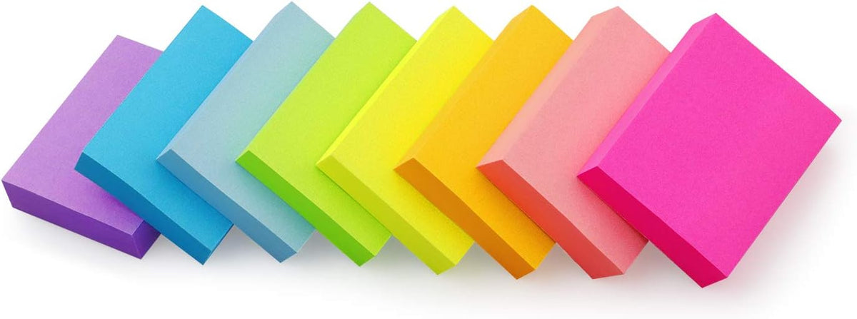 Sticky Notes 1.5x2 in, Bright Colors Self-Stick Pads 8 Pads, 100 Sheets/Pad
