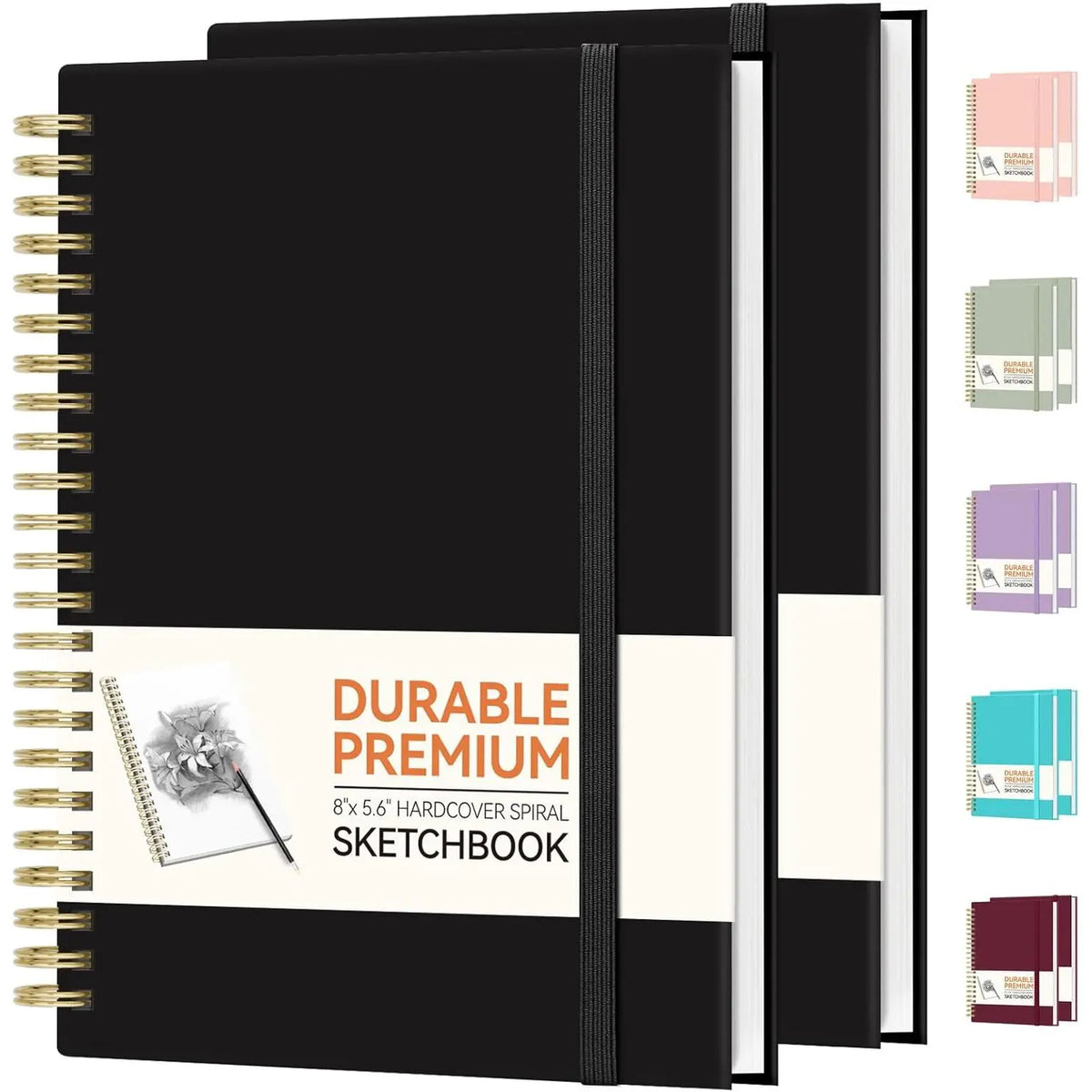 Burgundy Hardcover Spiral Notebooks (2 Count), 5.6”x8” College School Supplies, 100GSM Thick Paper, 100 Pages Each, for Art Students, Scrapbook Makers, Doodling, Office Use