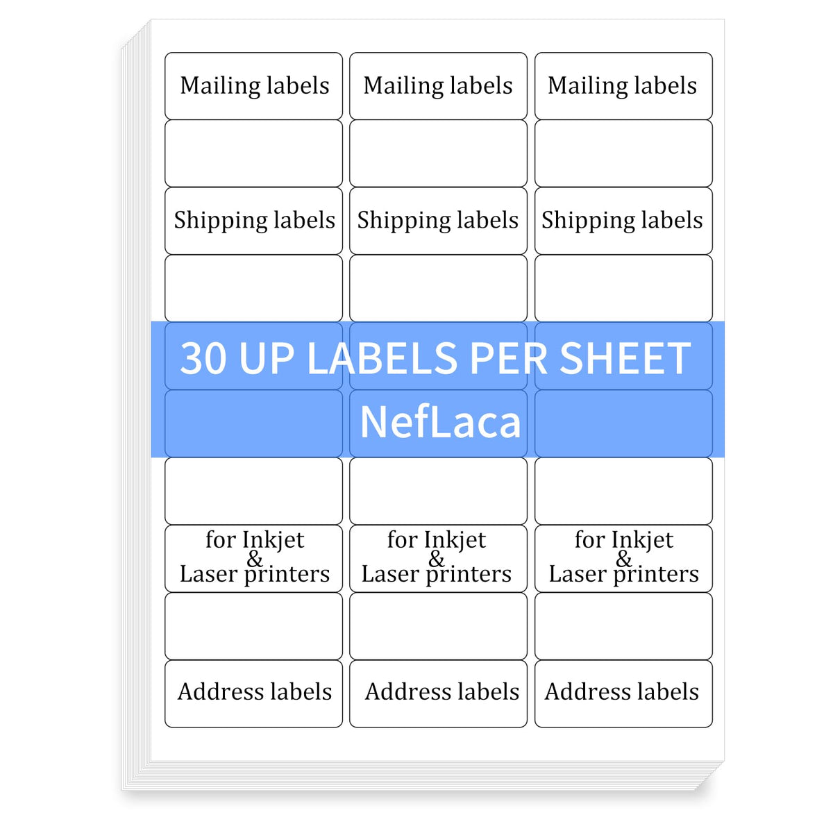 100 Full Sheets Sticker Paper for Laser & Ink Jet Printers, 8.5" x 11" Full Sheet Address Shipping Label, 100 Sheets 100 Labels
