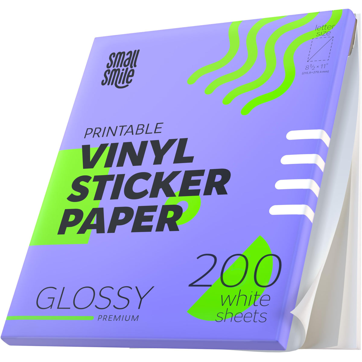 Premium Printable Vinyl Sticker Paper for Inkjet Printer and Laser - 20 White Matte Sticker Paper Waterproof - Durability Adhesive Paper 8.5 x 11, Fast Dry, Holds Ink Well, Great for Cutting Machines
