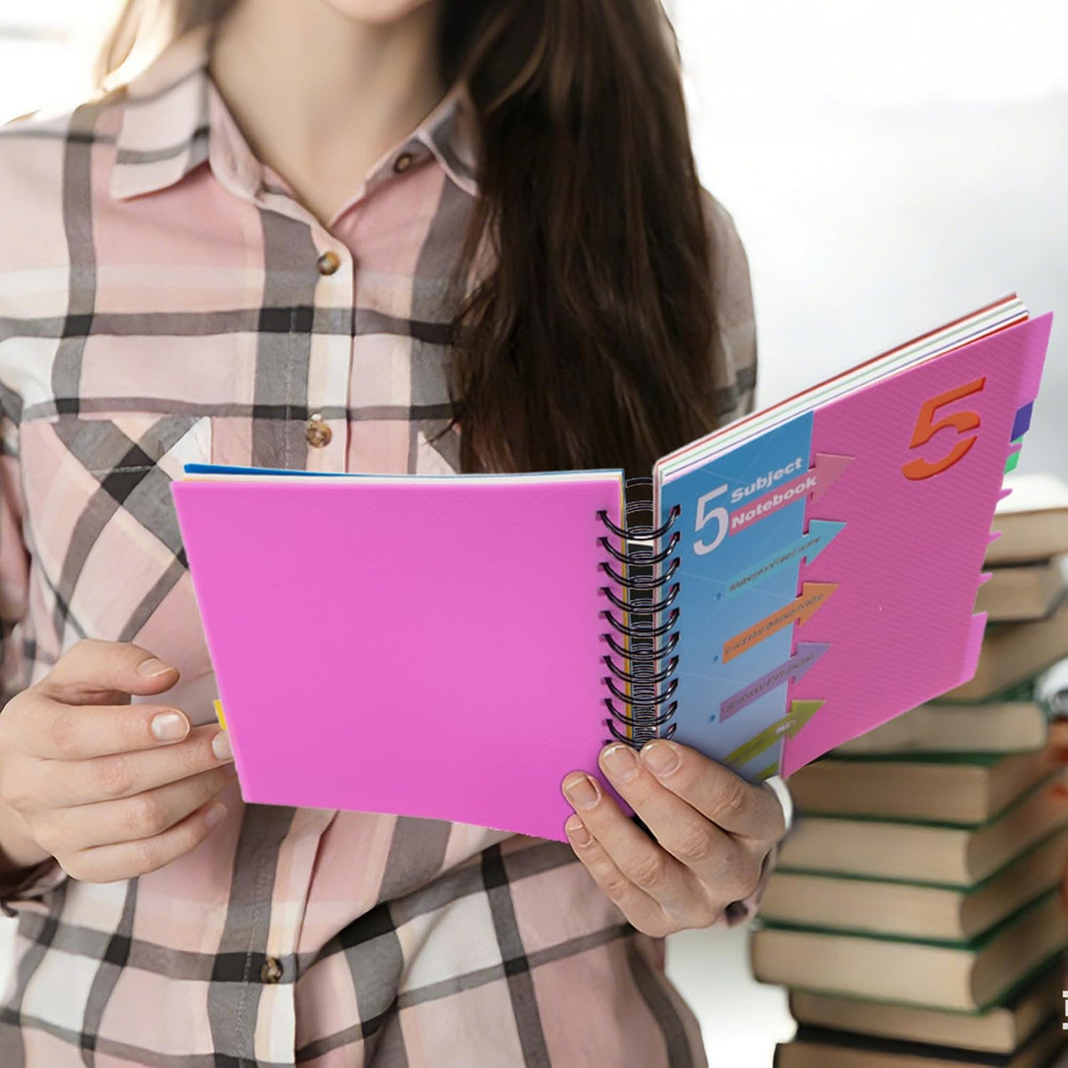 CAGIE 5 Subject Notebook, Small Spiral Notebook with Tabs, 6'' x 8''