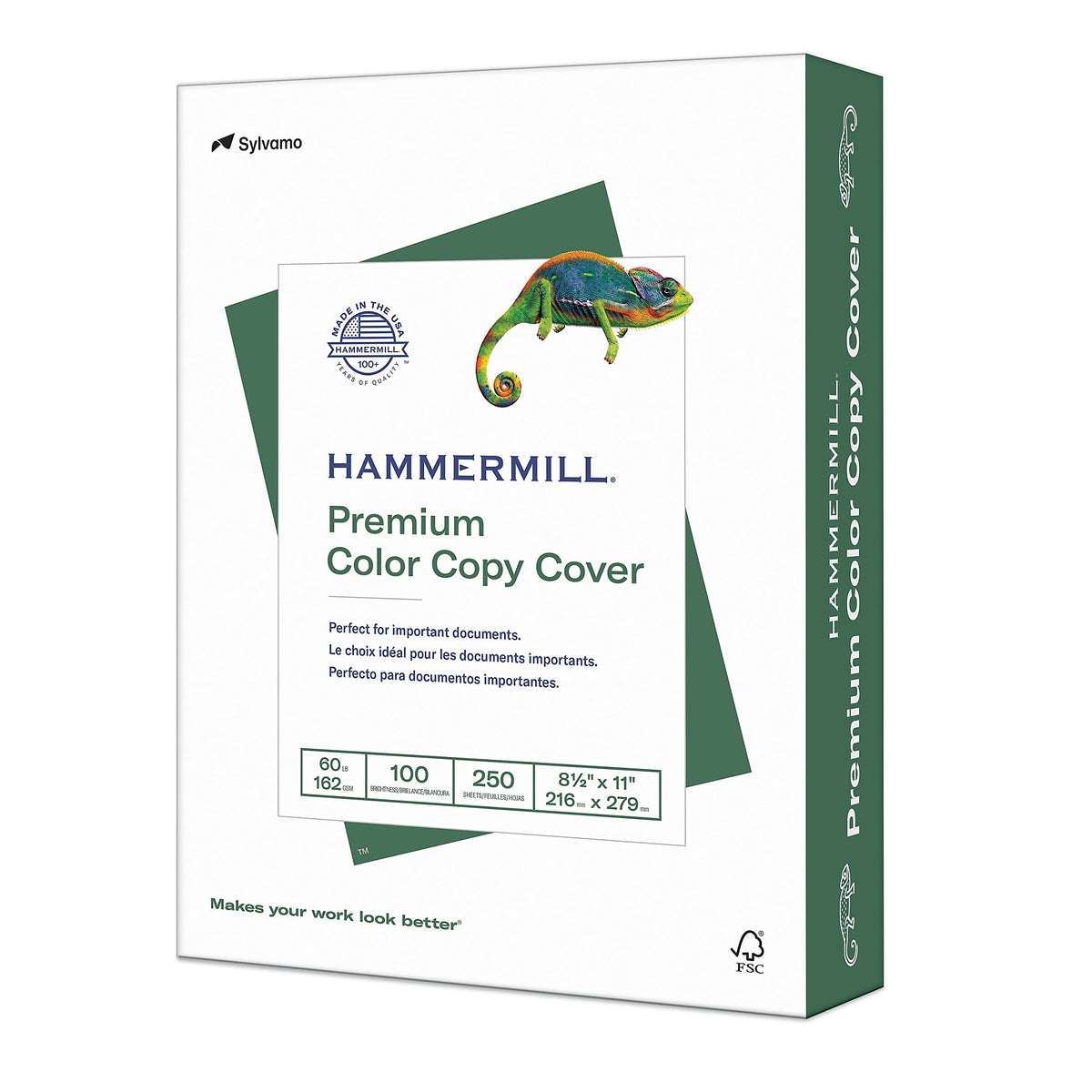 Hammermill Cardstock, Premium Color Copy, 60 lb, 8.5 x 11-100 Bright, Made in the USA Card Stock, 122549R, White - 1 Pack (250 Sheets)