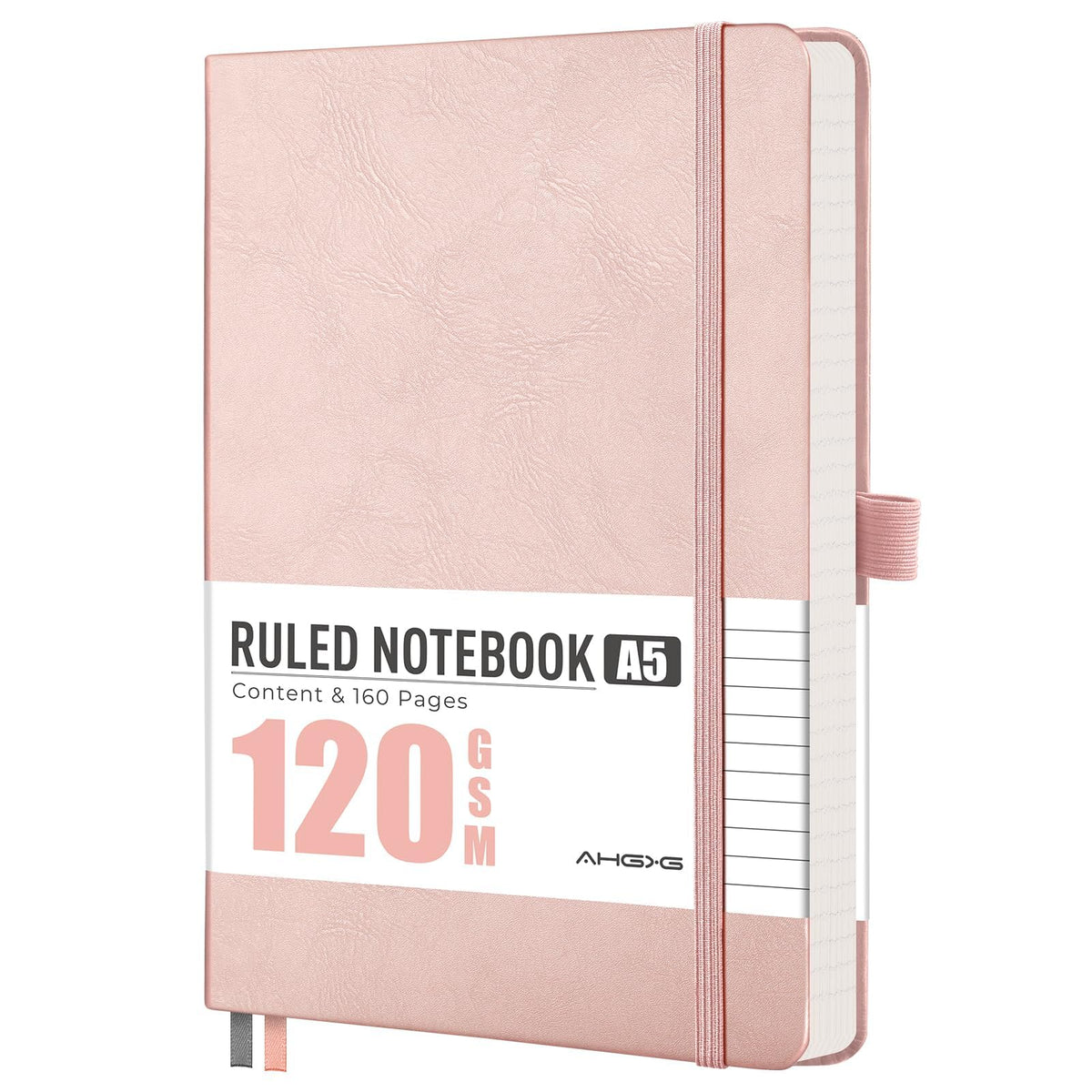 AHGXG Lined Journal Notebook, 160 Numbered Pages, A5 Size (5.7'' x 8.3'')