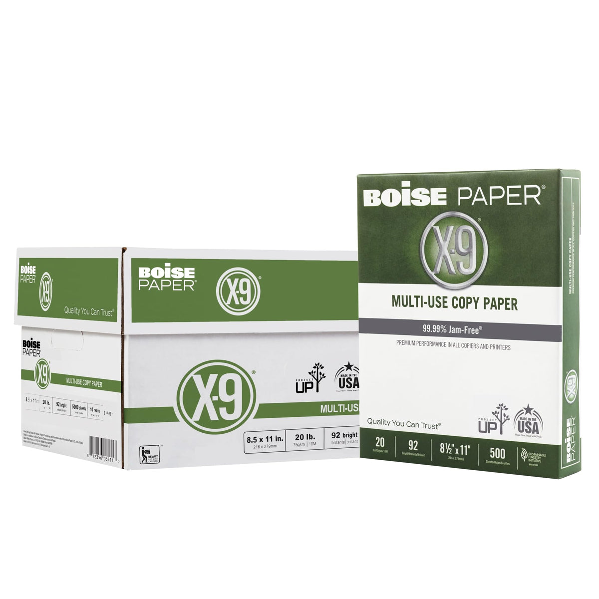 Boise X-9 Multi-Use Printer & Copy Paper, 10 Reams, White, Legal (8.5in x 14in), 5000 Sheets Per Case, 20 Lb, 92 Brightness