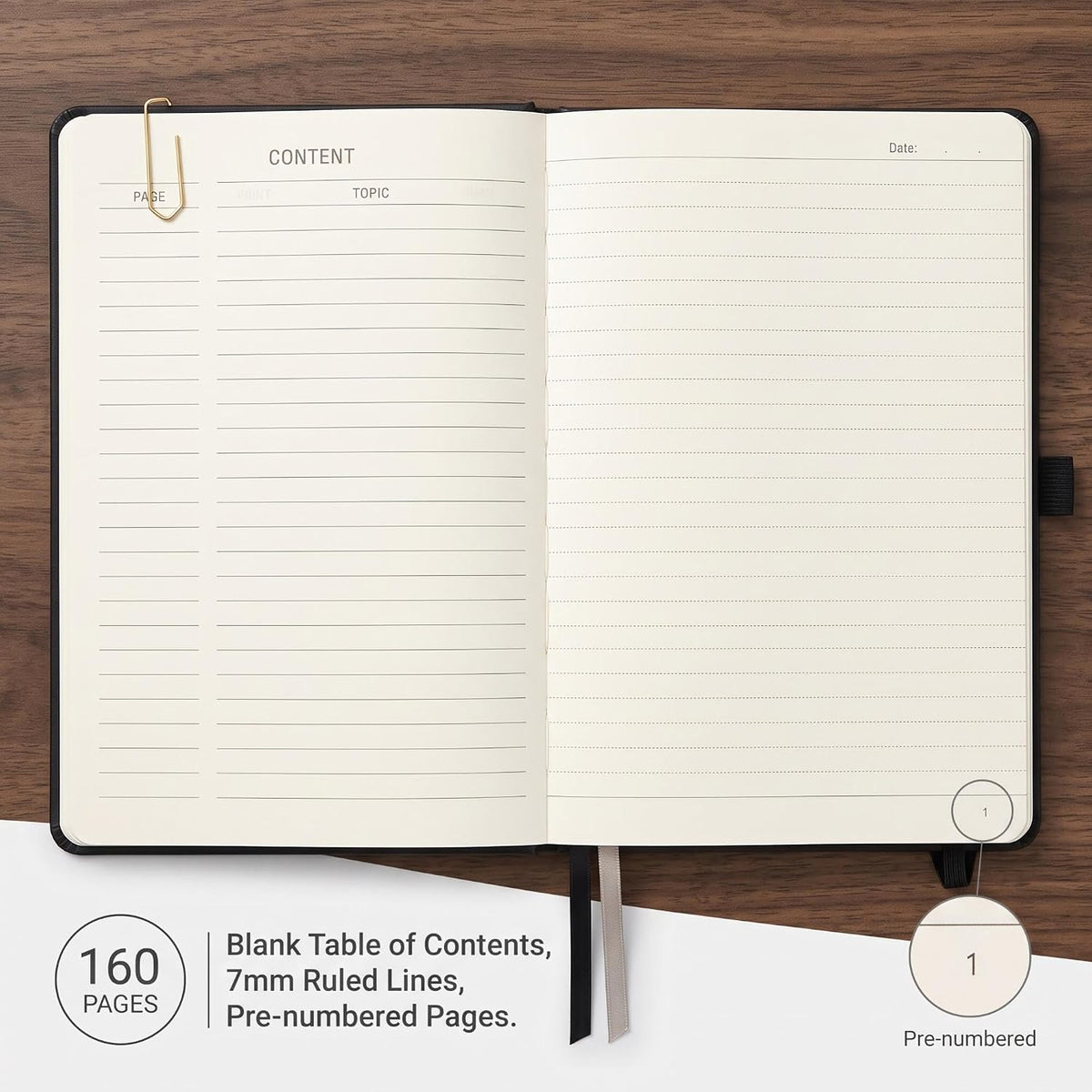 AHGXG Lined Journal Notebook, 160 Numbered Pages, A5 Size (5.7'' x 8.3'')