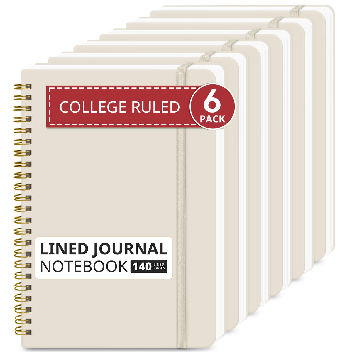 Taja 6 Pack Lined Notebooks for Work Hardcover Spiral Journal for Office