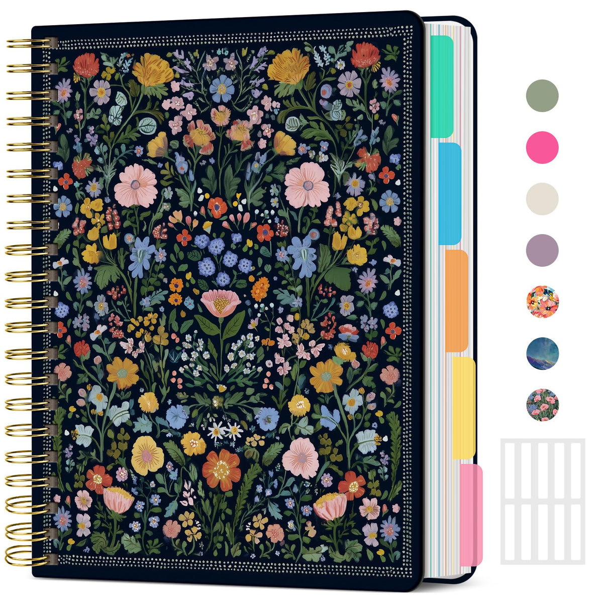 Taja Spiral Notebooks for Work 5 Subject Notebook with Removable Dividers