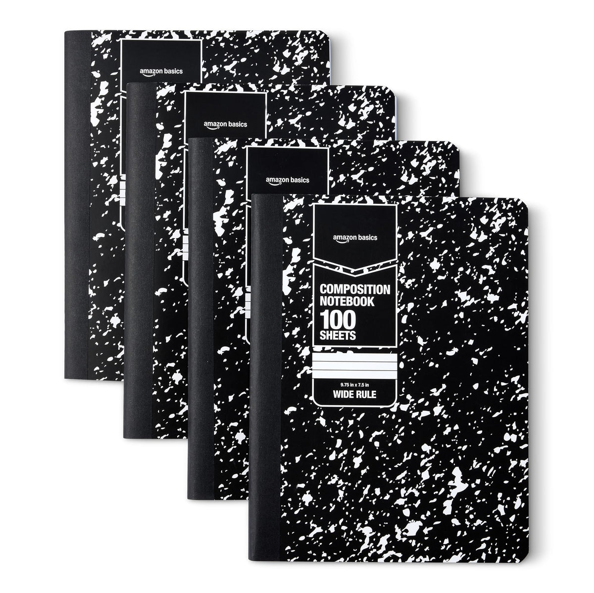 Amazon Basics Composition Notebook, College Ruled, 100 Sheets, 9.75" x 7.5", Assorted Marble Colors, 12-Pack