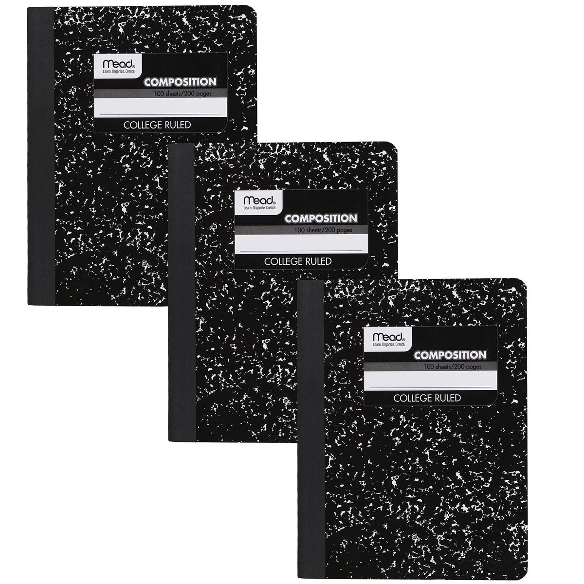 Mead Composition Notebook, College Ruled Paper, 9-3/4" x 7-1/2", 100 Sheets, Black Marble (09932)