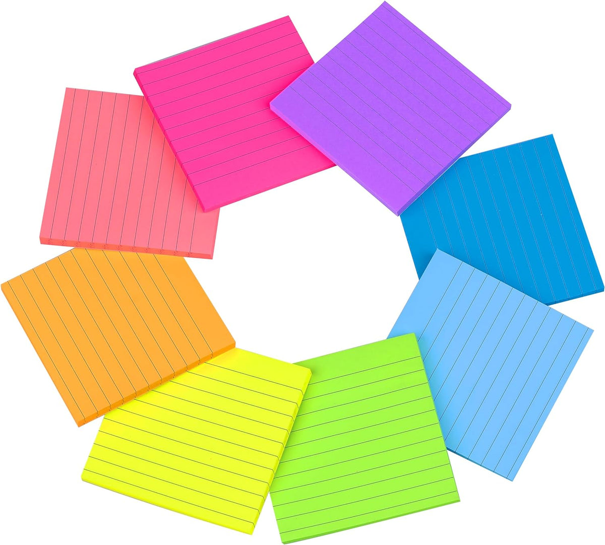 (8 Pack) Lined Sticky Notes 4x4 Bright Stickies