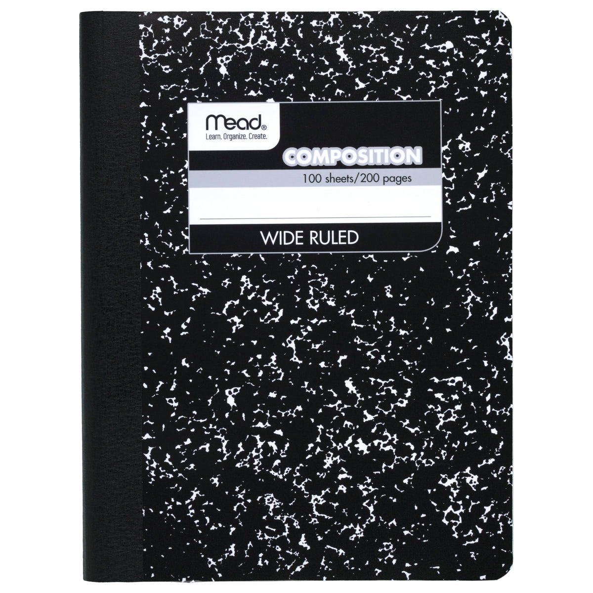 Mead Composition Notebook, Wide Ruled Paper, 7.5" x 9.75", 100 Sheets, Black Marble, 3 Pack (38301)