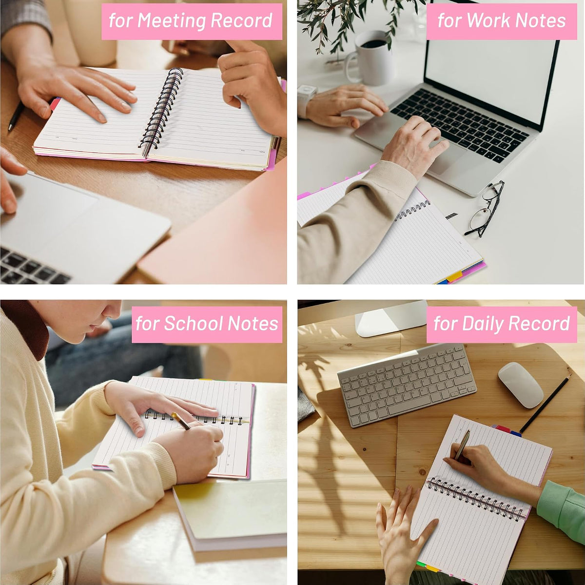 CAGIE 5 Subject Notebook, Small Spiral Notebook with Tabs, 6'' x 8''
