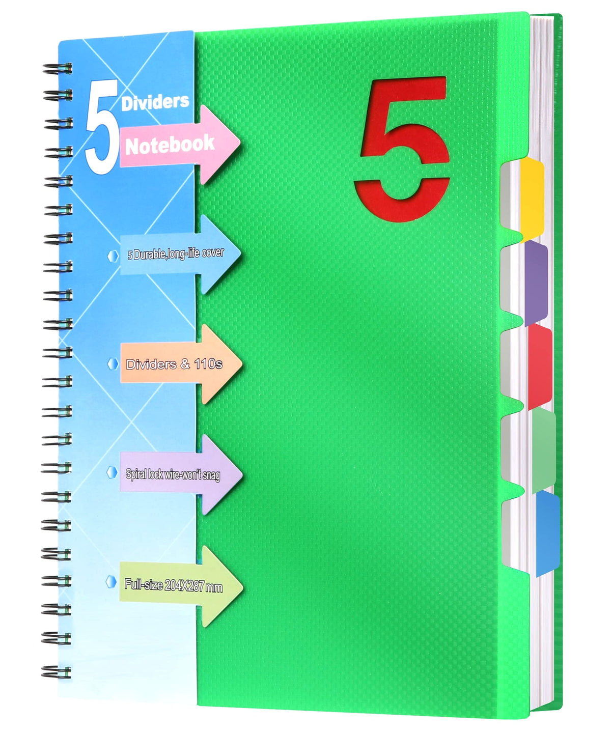 CAGIE 5 Subject Notebook, Small Spiral Notebook with Tabs, 6'' x 8''
