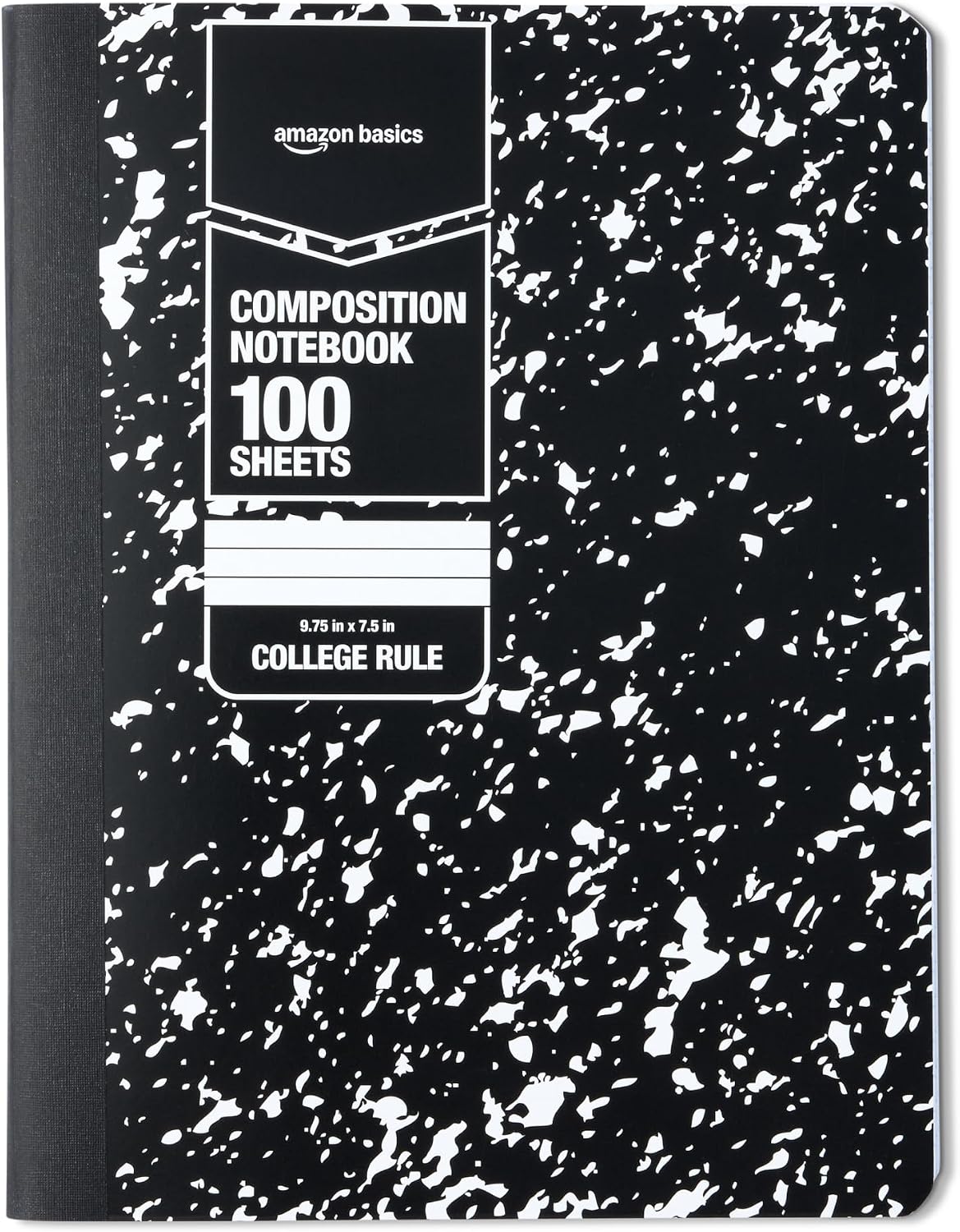 Amazon Basics Composition Notebook, College Ruled, 100 Sheets, 9.75" x 7.5", Assorted Marble Colors, 12-Pack