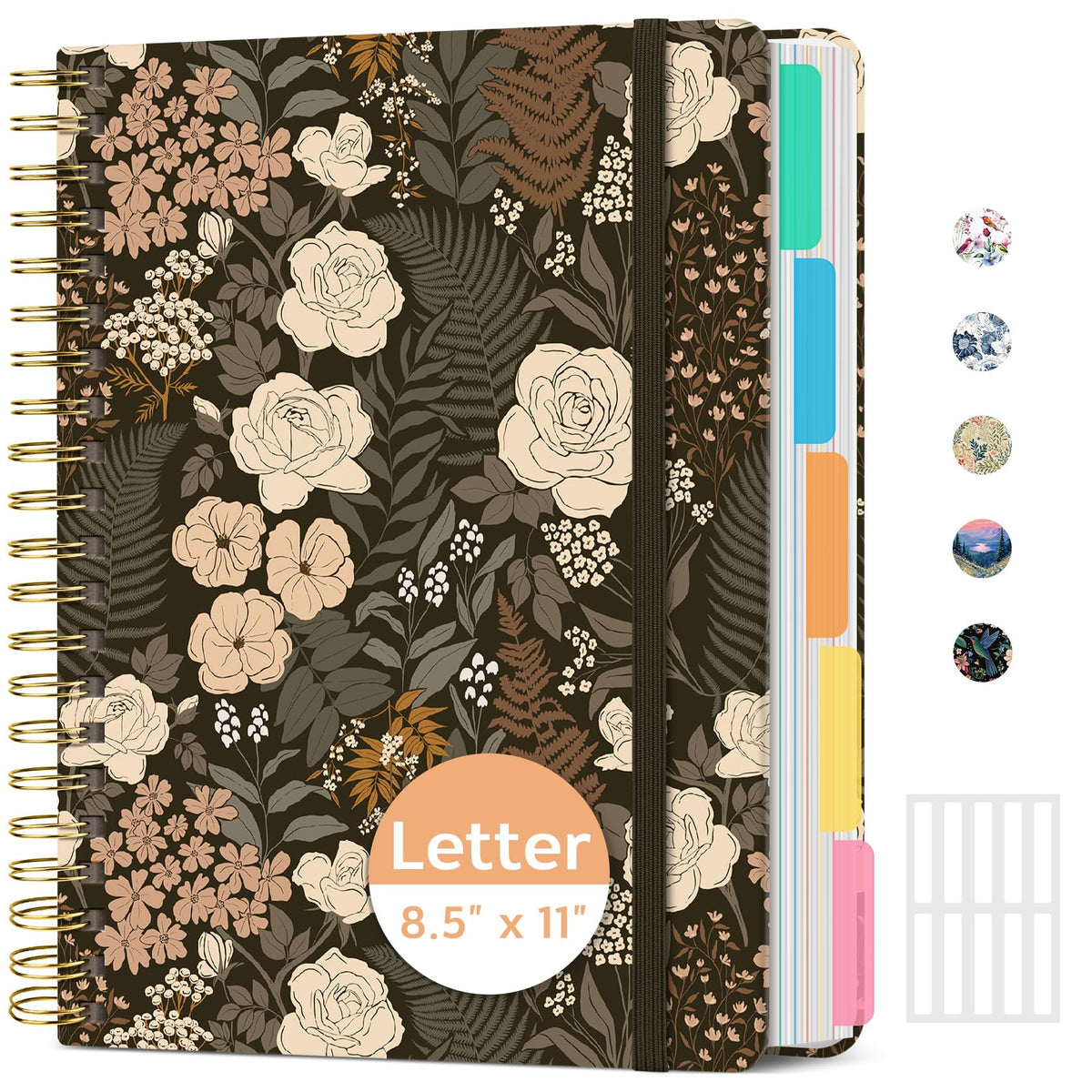 Taja Spiral Notebooks for Work 5 Subject Notebook with Removable Dividers