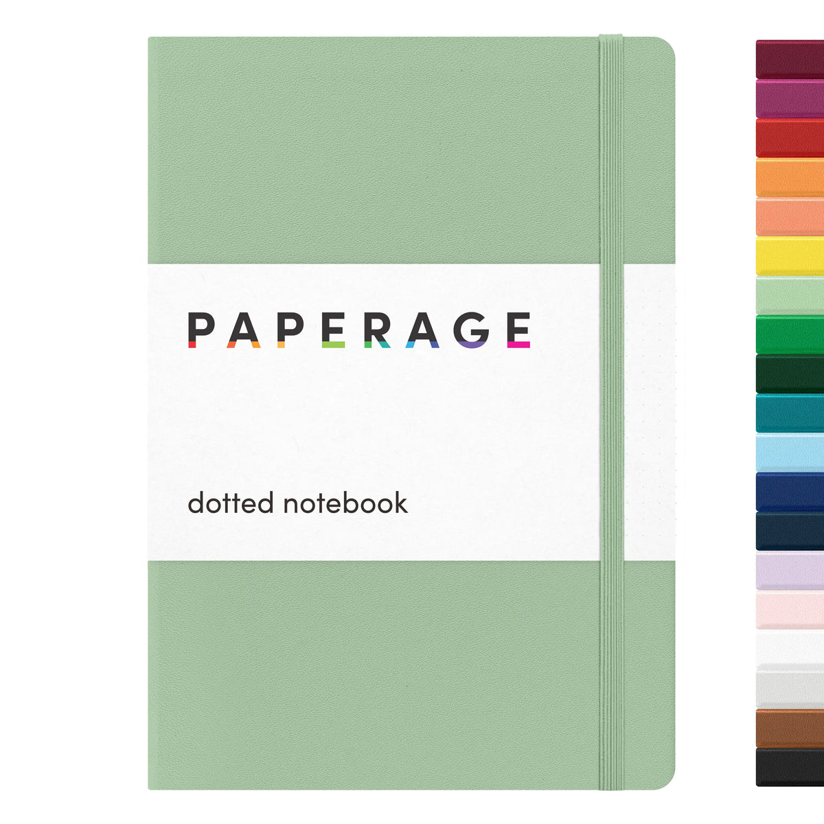 PAPERAGE Thread Bound Dotted Page Hardcover Bullet Journal Notebook - Faux Leather Cover, 100GSM Penready Thick Paper, 160 Pages, 5.6"x8" Portable, Elastic Band, Inner Pocket, Sticker Labels, Blank Journal, Office Stationery for Students