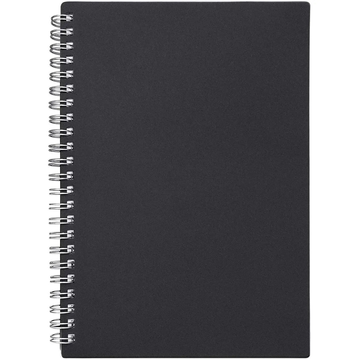 The Notebook, 8x6 Inch Wide Ruled Spiral Notebook with Wire Binding, 140 Pages, 1 Pack (Black)