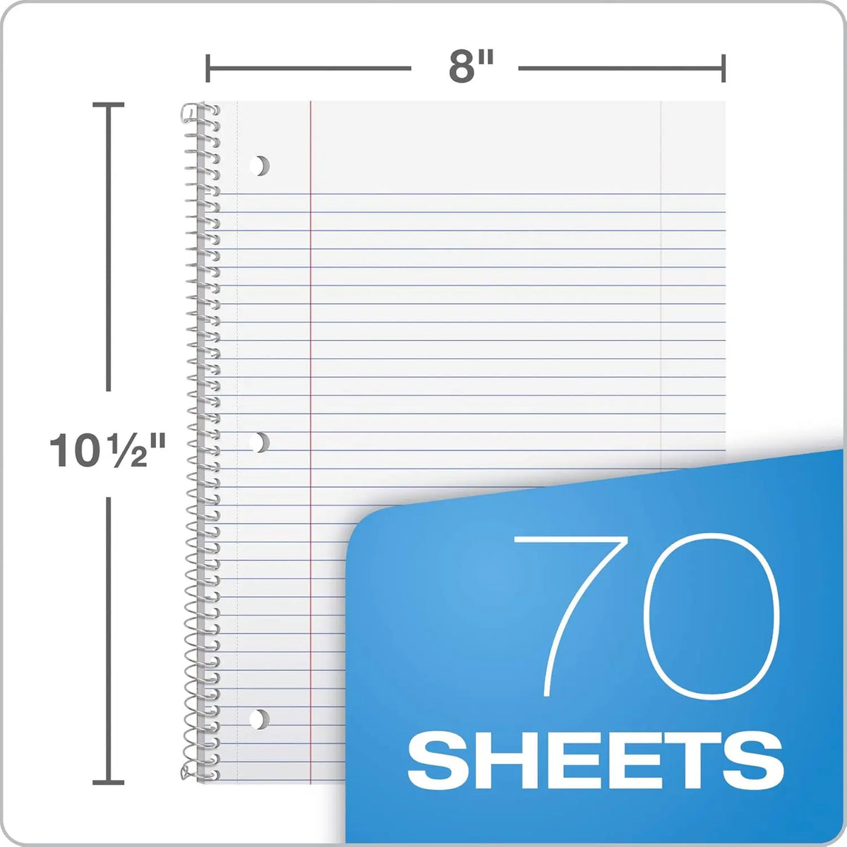 Spiral Notebook 6 Pack, 1 Subject, College Ruled Paper, 8 x 10-1/2 Inch