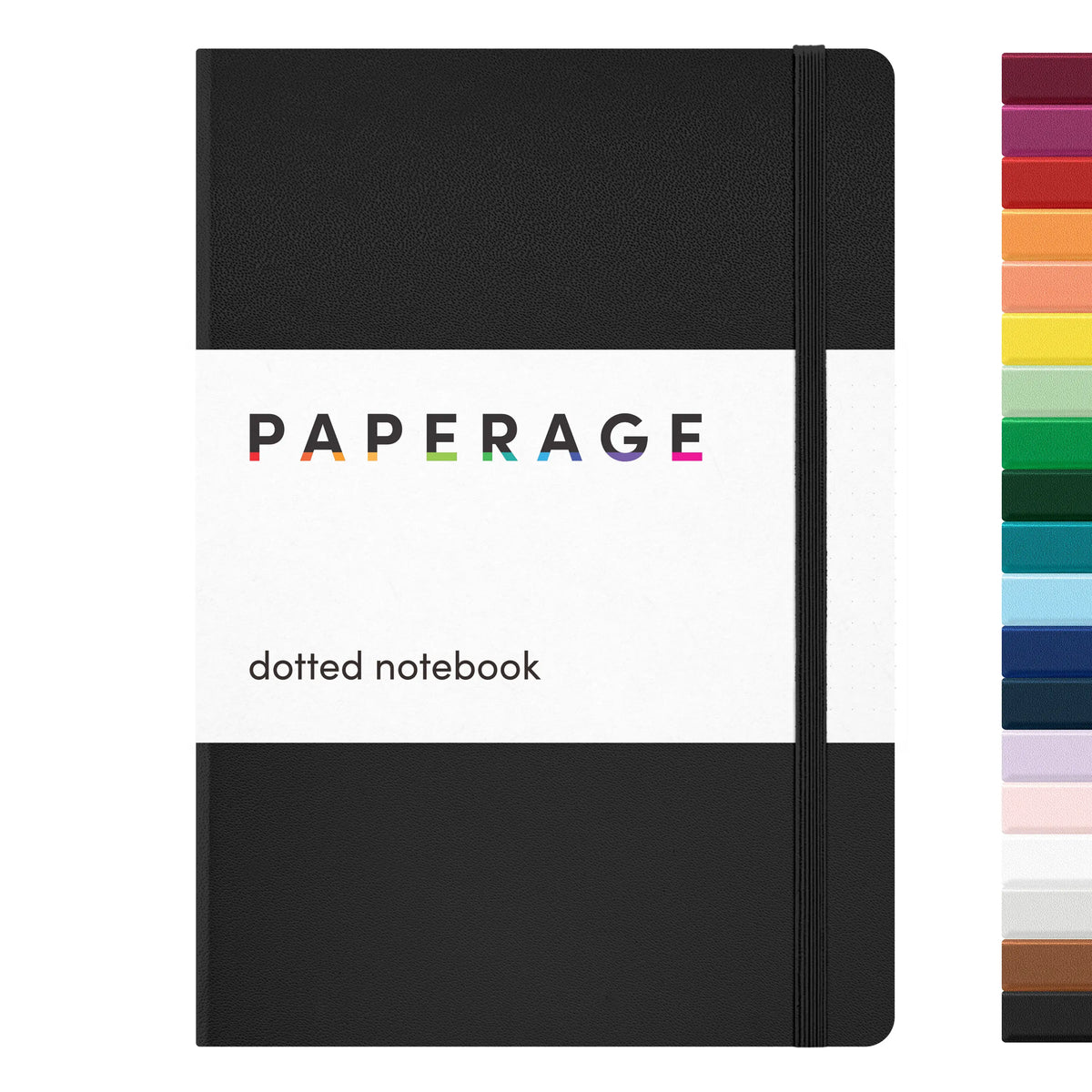 PAPERAGE Thread Bound Dotted Page Hardcover Bullet Journal Notebook - Faux Leather Cover, 100GSM Penready Thick Paper, 160 Pages, 5.6"x8" Portable, Elastic Band, Inner Pocket, Sticker Labels, Blank Journal, Office Stationery for Students
