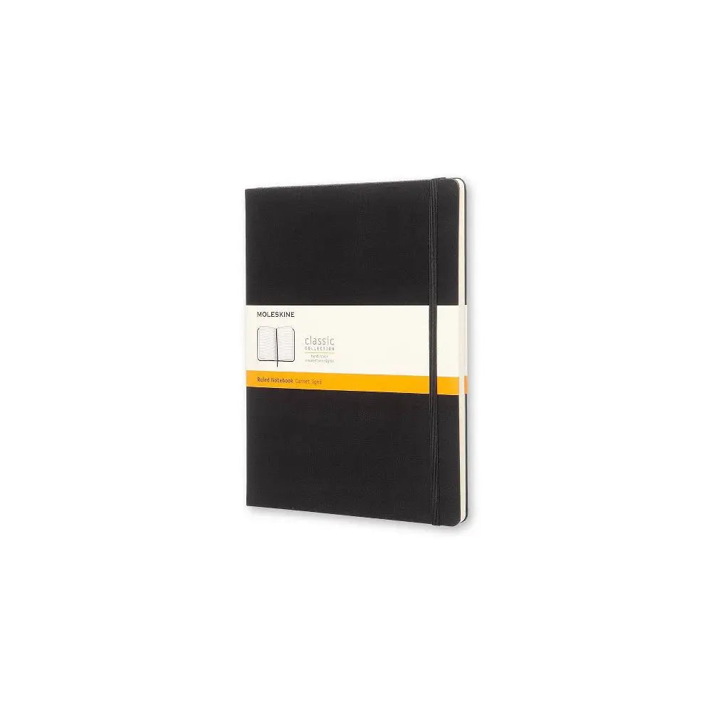 Moleskine Lined Hardcover Notebook - XL, 7.5"x9.5", Black, the notebook, 192 Sheets, Office Stationery for Journaling