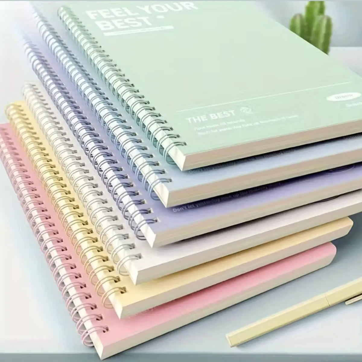 6 Spiral Notebook Set, A5 Lined Journal, Plastic Cover, Durable Paper, Vocabulary Practice Book, Academic Supplies, Stationery Supplies, Studying Essentials