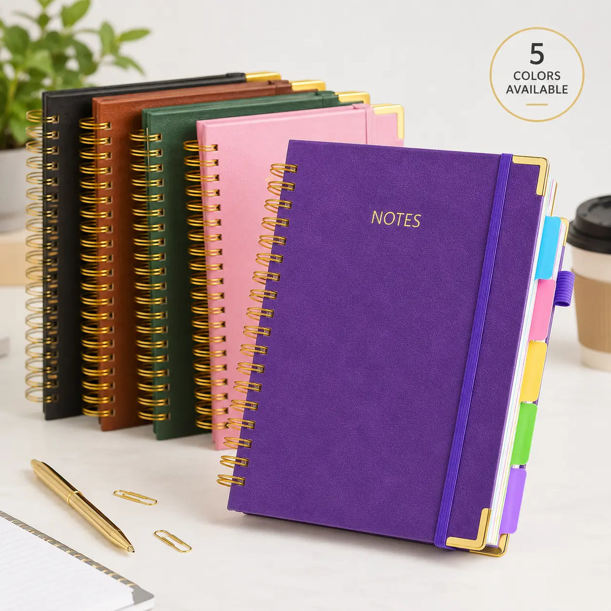 A5 Hardcover Spiral Bound Notebook - 300 Pages, 5 Color Options, Study/Office Writing/Journaling Tool, Daily Planner, Gift for Students,sohochic