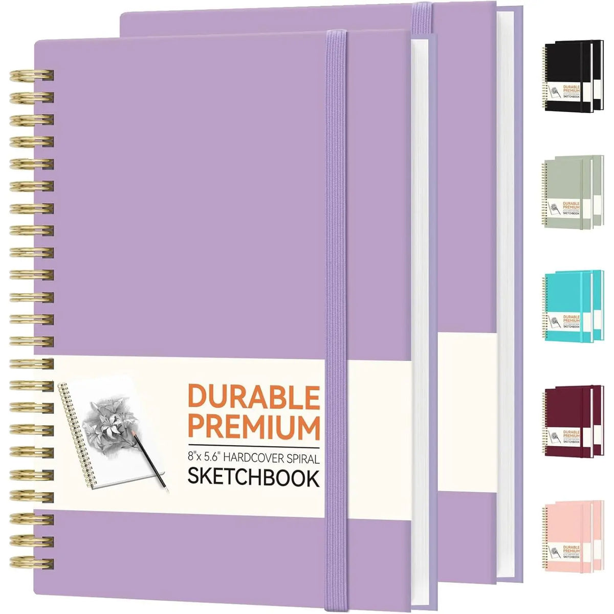 Burgundy Hardcover Spiral Notebooks (2 Count), 5.6”x8” College School Supplies, 100GSM Thick Paper, 100 Pages Each, for Art Students, Scrapbook Makers, Doodling, Office Use
