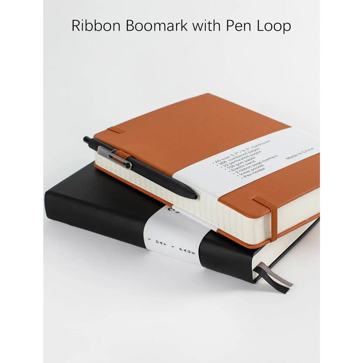 Thick College Ruled Notebook with 366 Numbered Pages, A5 Journals for Writing with 100GSM Lined Paper, Hardcover Leather Notebooks for Women Men School Note Taking Office Work Diary, 5.7"x8.3"