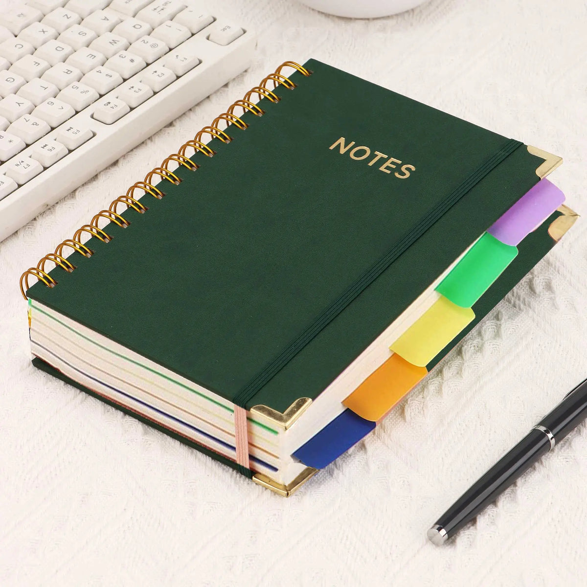A5 Hardcover Coil Spiral Journal Notebook, 300-Page Multi-Page Notebooks with 100GSM Thick Paper, Retro Style Horizontal Lines, Suitable for School and Work Planning