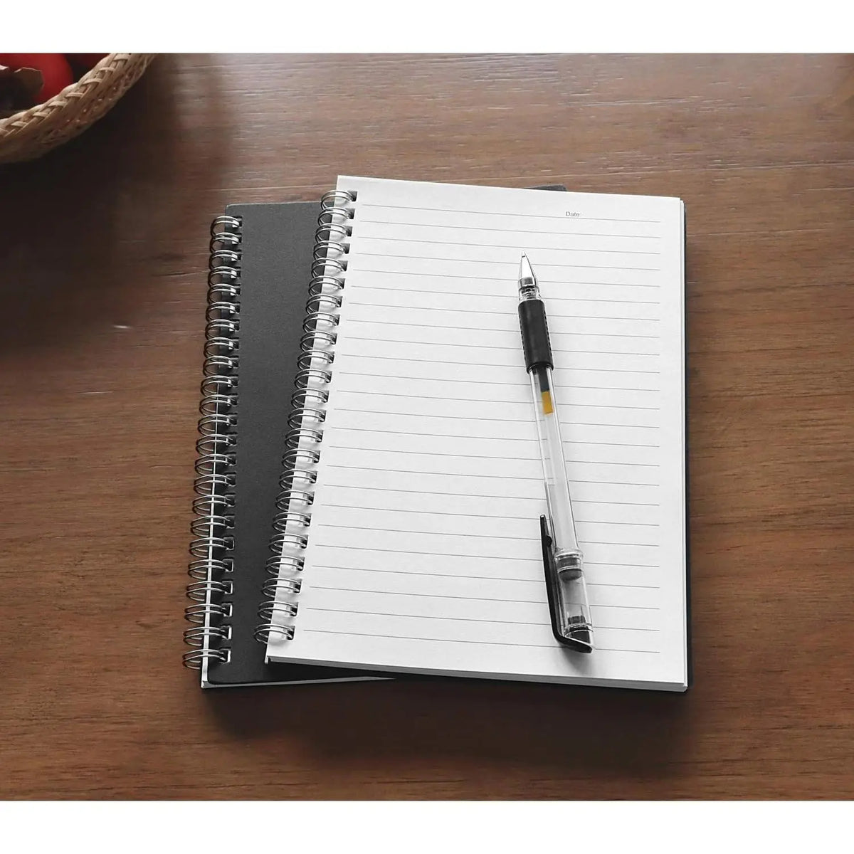 The Notebook, 8x6 Inch Wide Ruled Spiral Notebook with Wire Binding, 140 Pages, 1 Pack (Black)