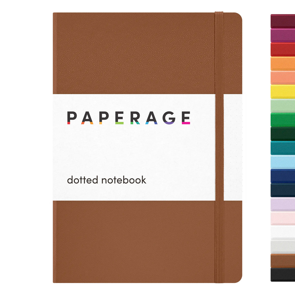 PAPERAGE Thread Bound Dotted Page Hardcover Bullet Journal Notebook - Faux Leather Cover, 100GSM Penready Thick Paper, 160 Pages, 5.6"x8" Portable, Elastic Band, Inner Pocket, Sticker Labels, Blank Journal, Office Stationery for Students