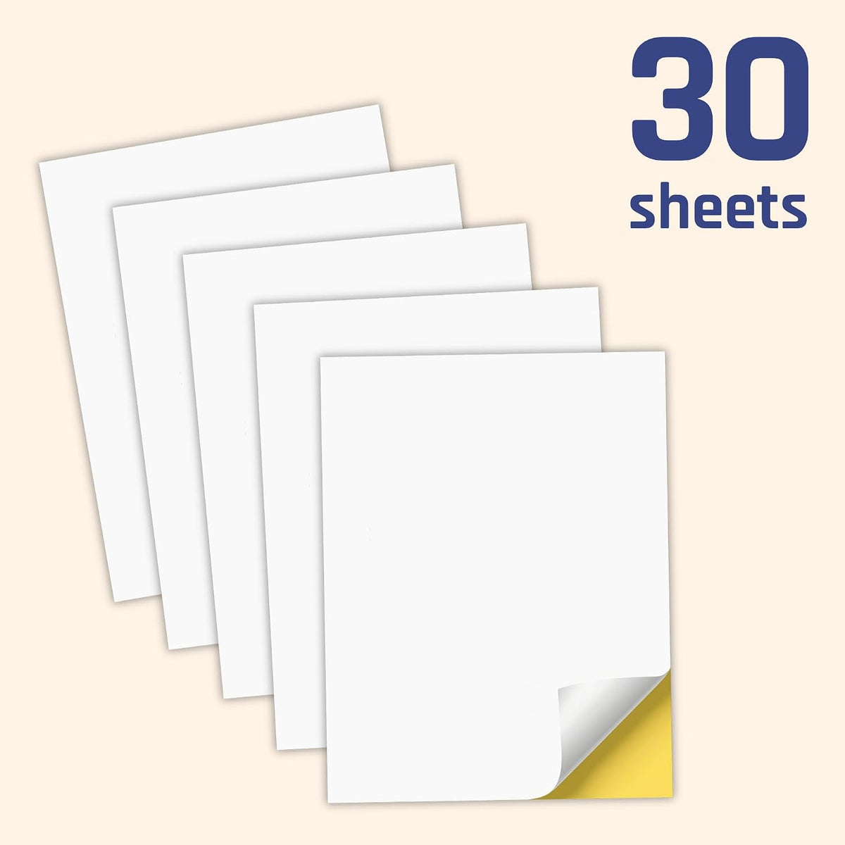 Sticker Paper for Printer, Printable Matte White Sticker - 30 Sheets