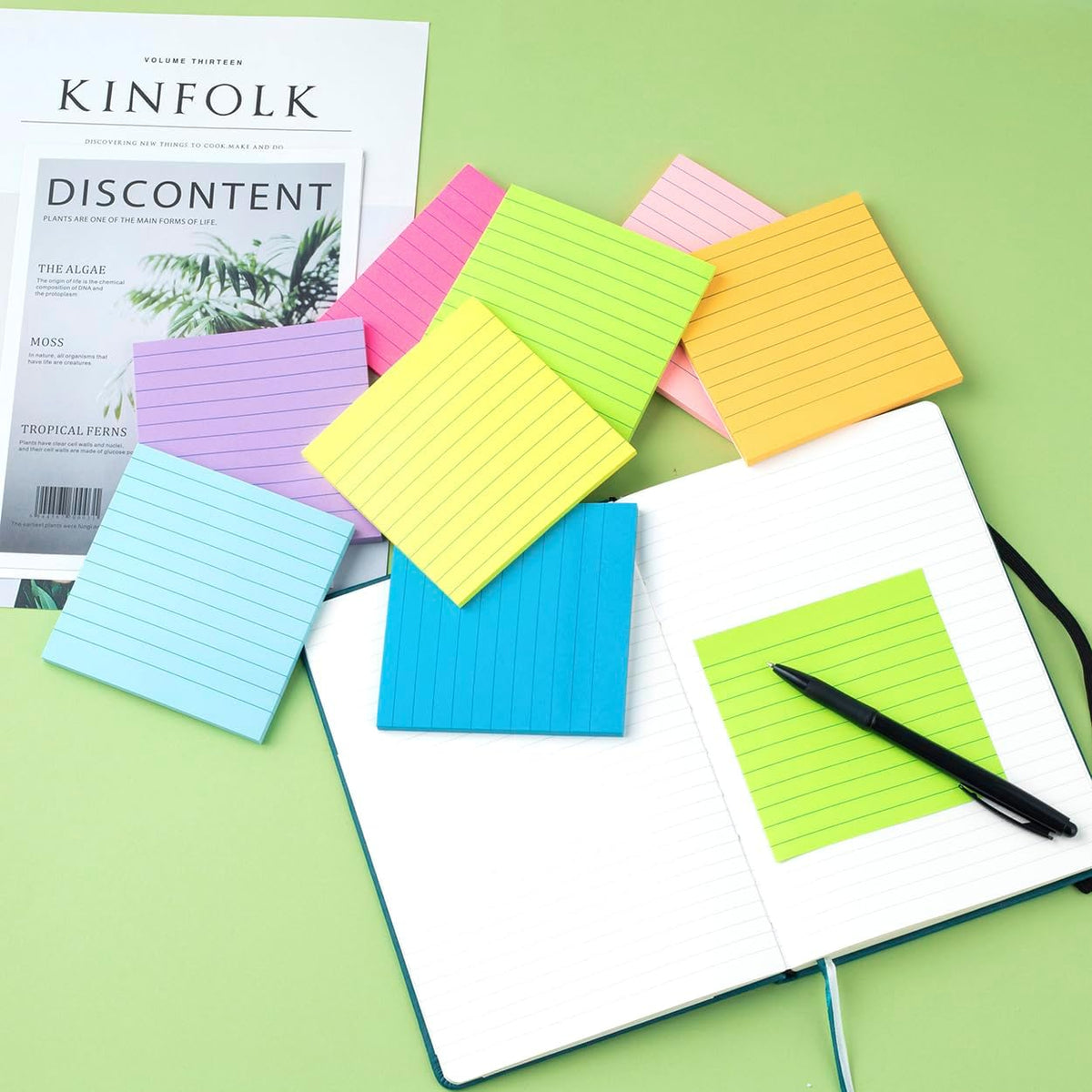 (8 Pack) Lined Sticky Notes 4x4 Bright Stickies