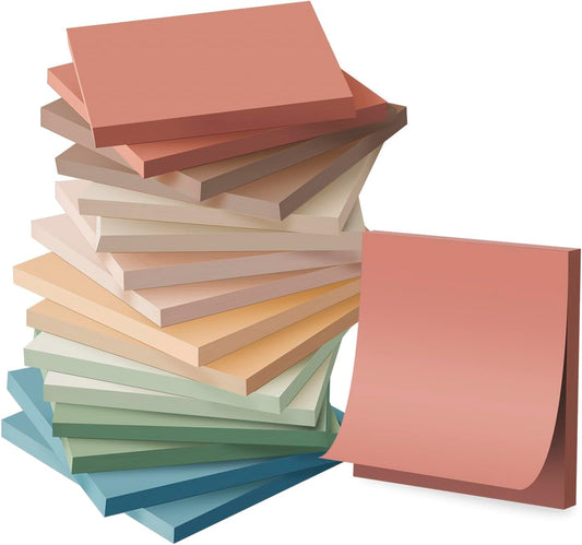 (16 Pack) Sticky Notes 3x3, Vintage Colors, Sticky Pads, Recyclable