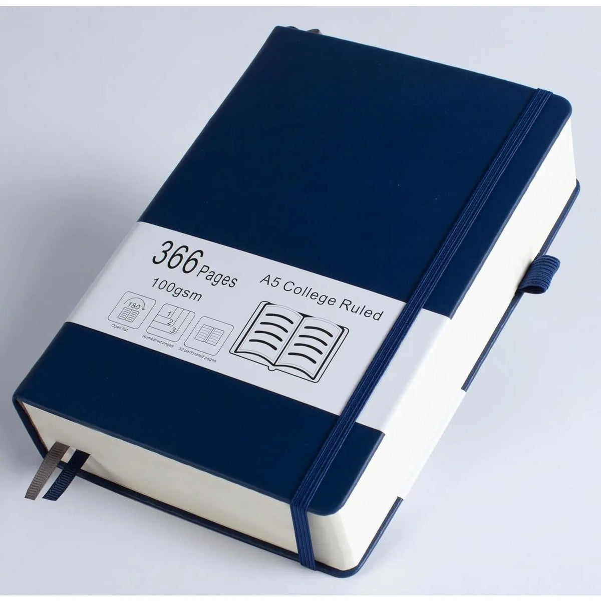 Thick College Ruled Notebook with 366 Numbered Pages, A5 Journals for Writing with 100GSM Lined Paper, Hardcover Leather Notebooks for Women Men School Note Taking Office Work Diary, 5.7"x8.3"