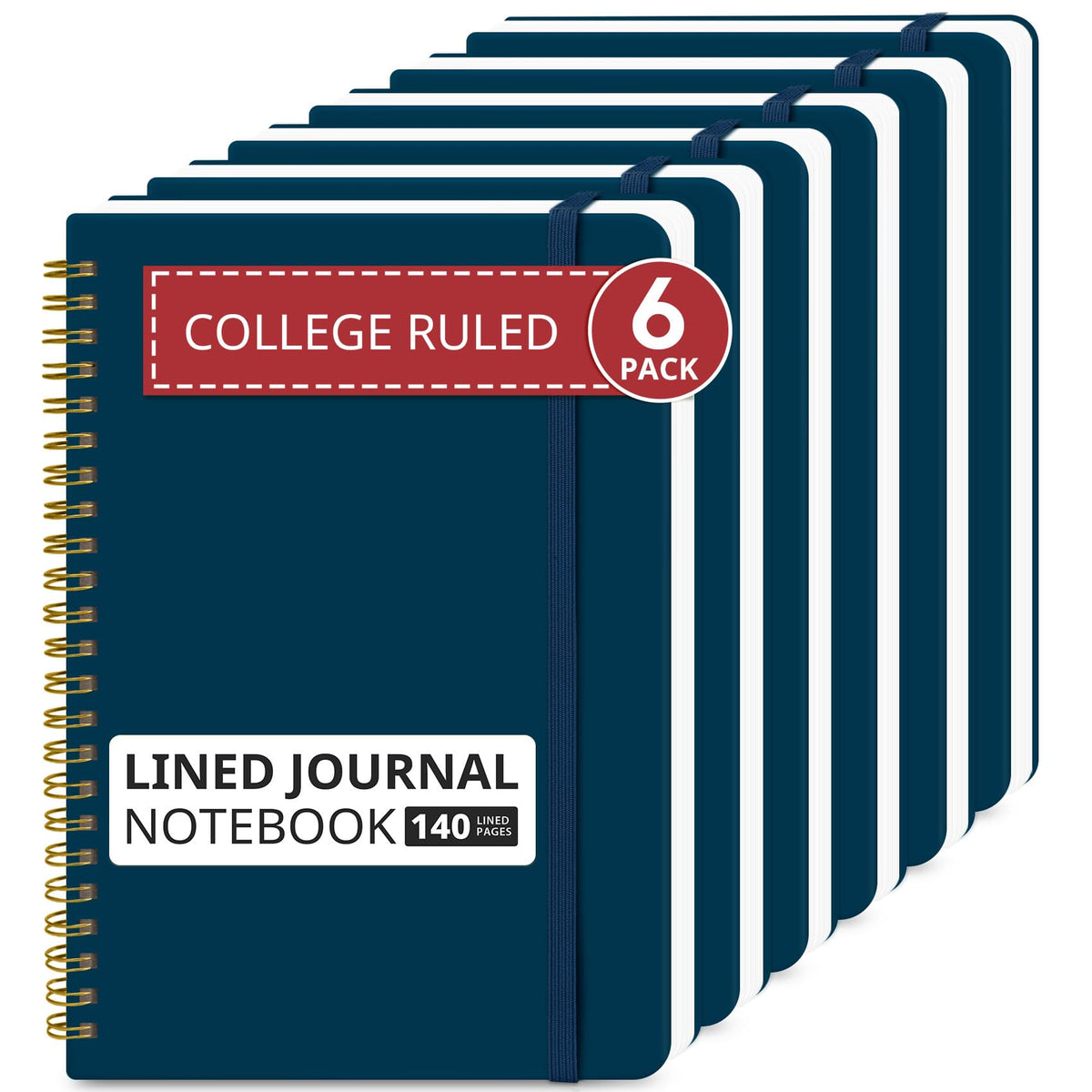 Taja 6 Pack Lined Notebooks for Work Hardcover Spiral Journal for Office