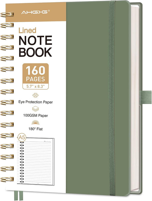 AHGXG Spiral Journal Notebook, 160 Lined Pages, A5 Size (5.7'' x 8.3'')