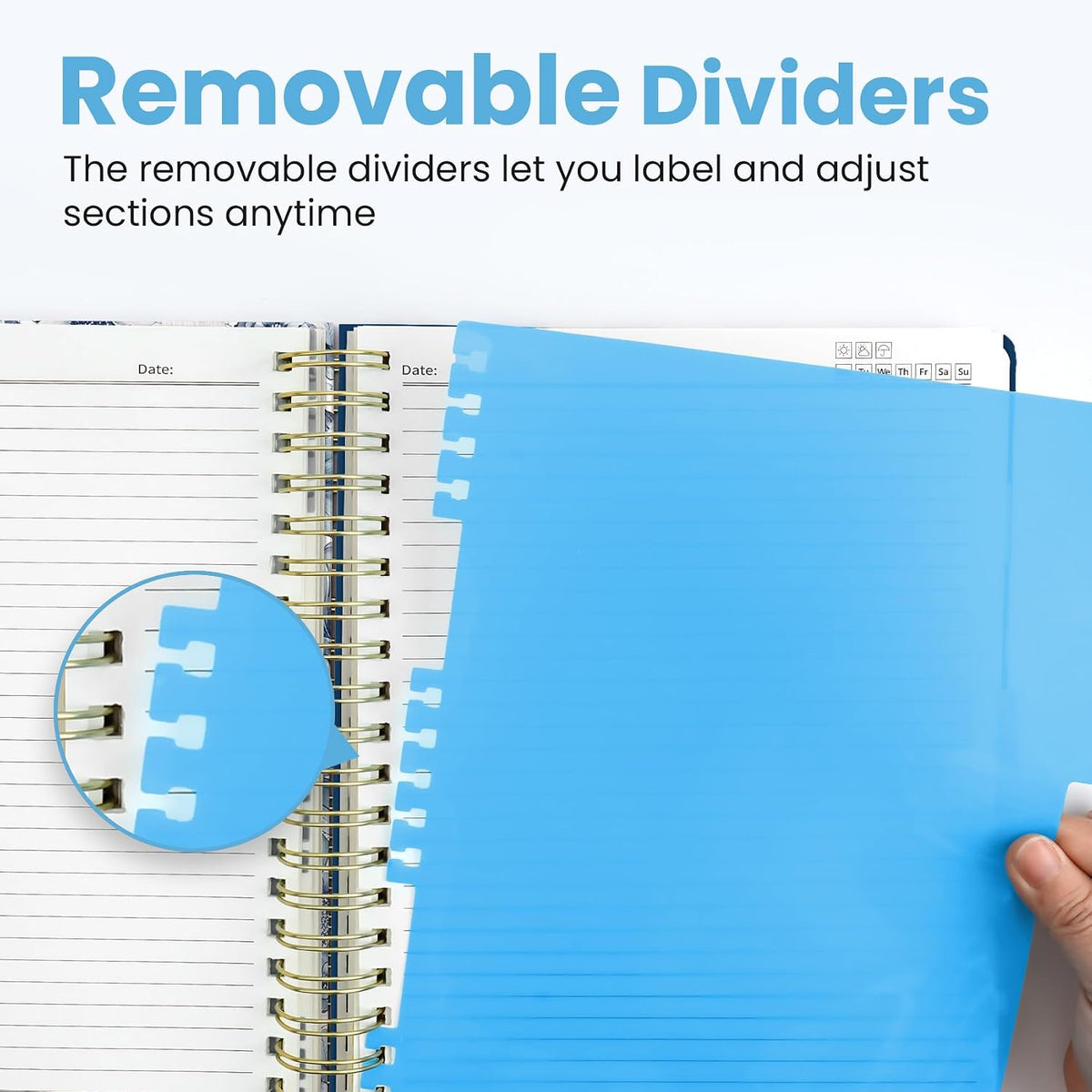 ZOTIA Large Spiral Notebooks for Work 5 Subject with Removable Dividers